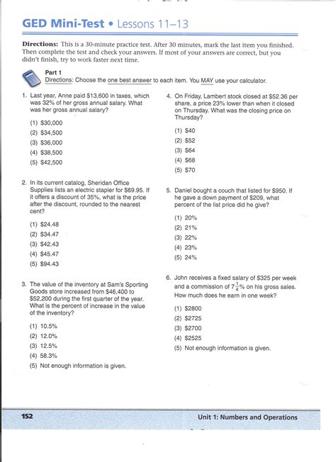 Free Printable Ged Practice Test And Answers Reader