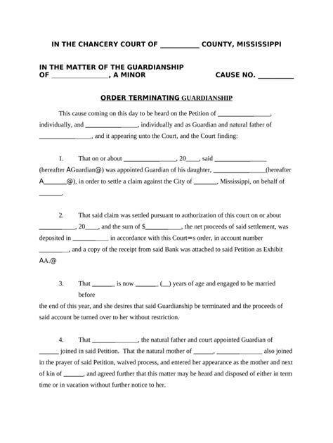 Free Printable Guardianship Forms Mississippi