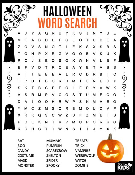 Free Printable Halloween Word Search Puzzles