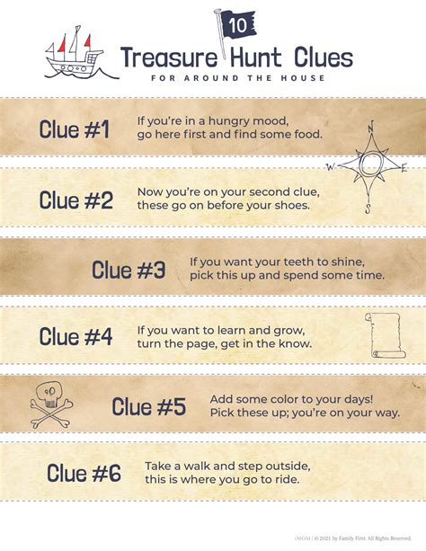 Free Printable Indoor Treasure Hunt Clues With Answers