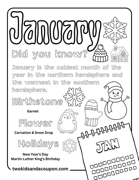 Free Printable January Coloring Pages For Adults