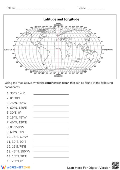 Free Printable Latitude And Longitude Worksheets