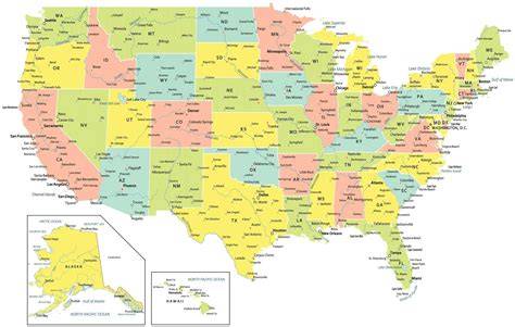 Free Printable Map Of Usa With States And Cities