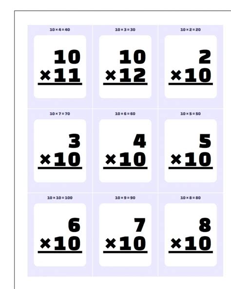 Free Printable Math Flash Cards