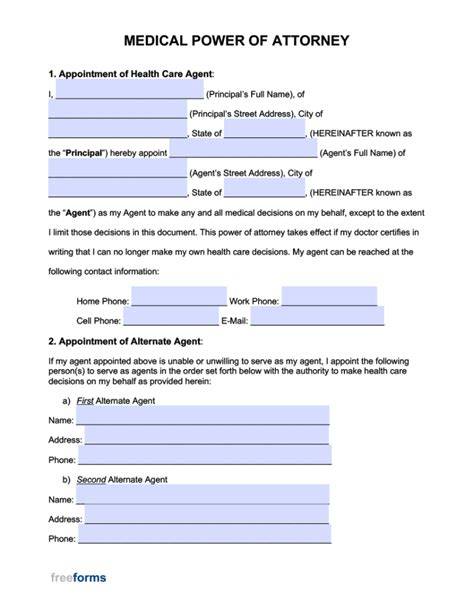Free Printable Medical Power Of Attorney Form Florida