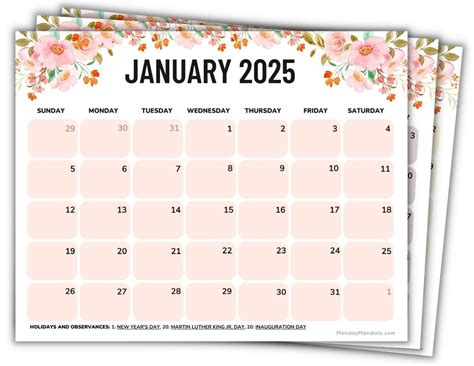 Free Printable Month Calendars