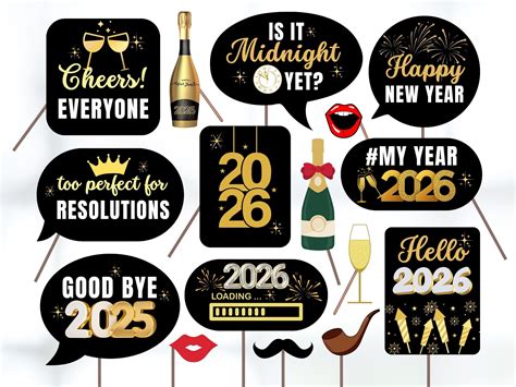 Free Printable New Years Photo Booth Props 2018