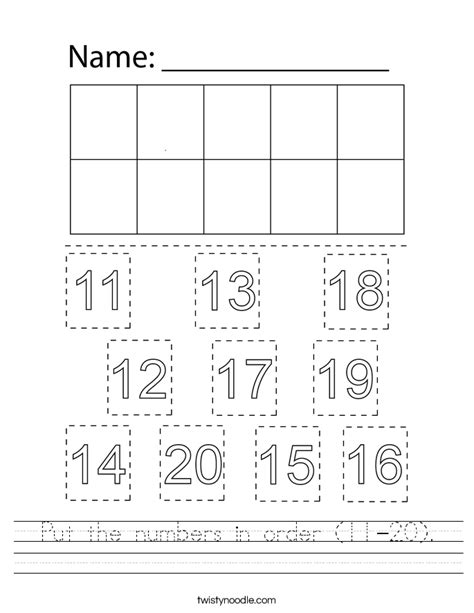 Free Printable Numbers 11-20 Worksheets