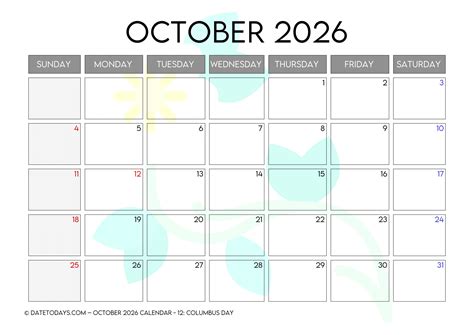 Free Printable Oct Calendar
