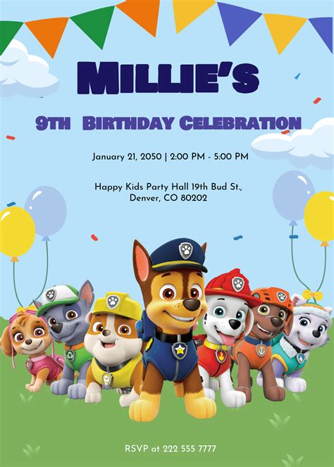 Free Printable Paw Patrol Birthday Party Invitations