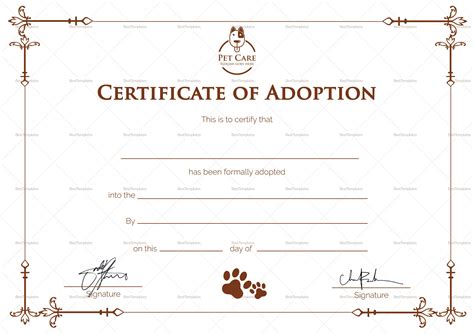 Free Printable Pet Adoption Certificate