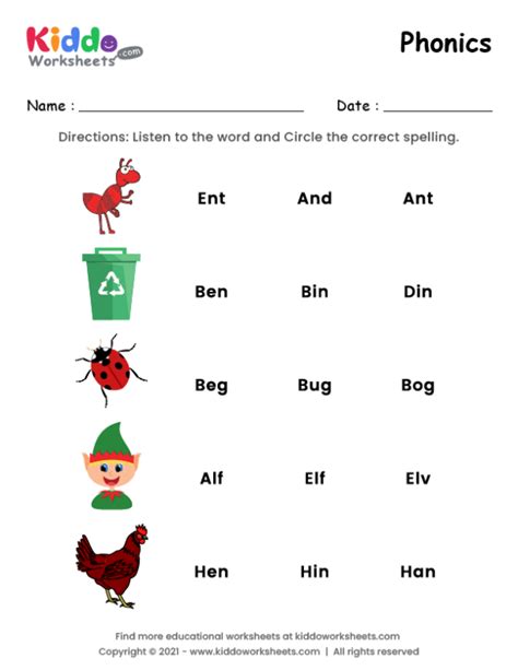 Free Printable Phonics Worksheets