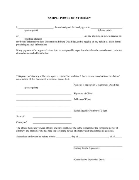 Free Printable Poa Form