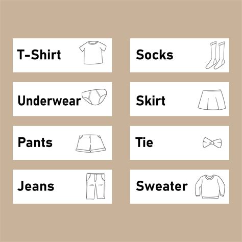 Free Printable Printable Clothing Drawer Labels