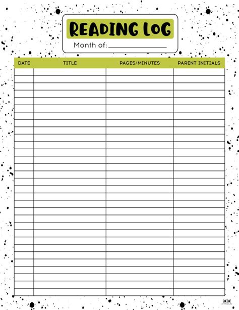 Free Printable Reading Log