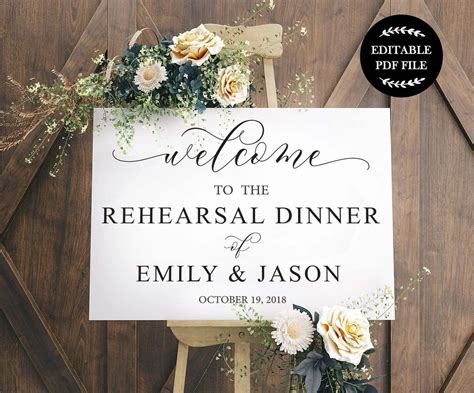 Free Printable Rehearsal Dinner Signs