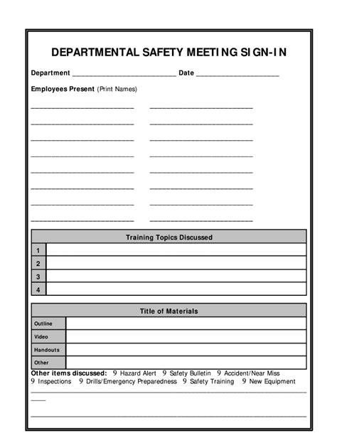 Free Printable Safety Meeting Forms