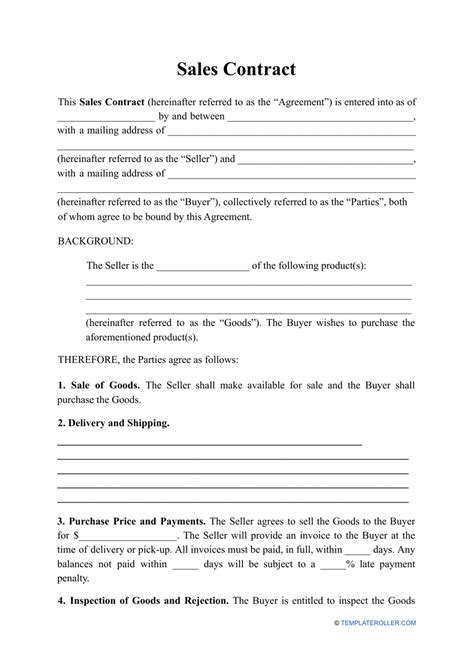 Free Printable Sales Agreement