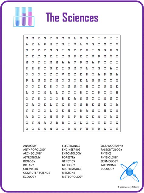 Free Printable Science Word Search Puzzles