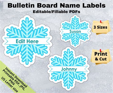 Free Printable Snowflake Name Tags