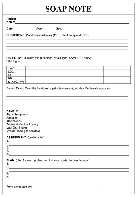 Free Printable Soap Note Template