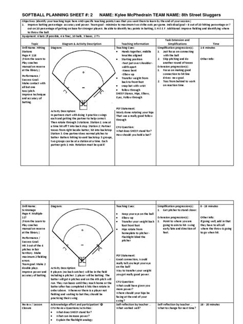 Free Printable Softball Practice Plans