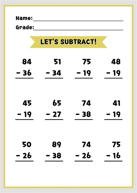 Free Printable Subtraction Sheets