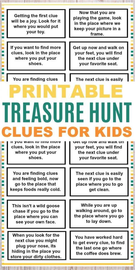 Free Printable Treasure Hunt Clues