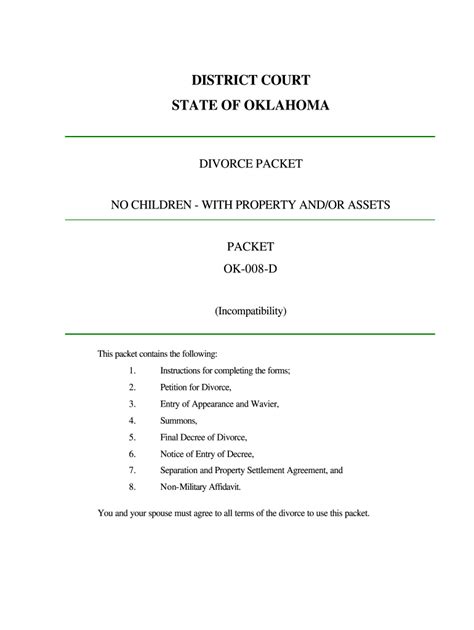 Free Printable Uncontested Divorce Papers Oklahoma