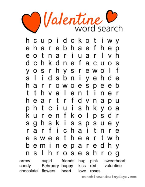 Free Printable Valentine Word Searches