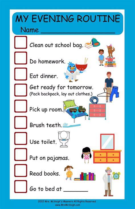 Free Printable Visual Schedule For Evening Routine Forever Organised