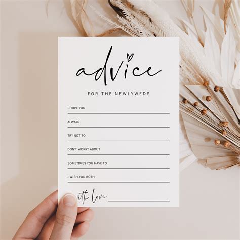 Free Printable Wedding Advice Cards