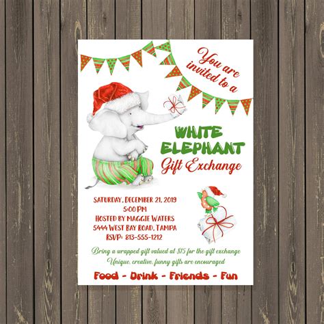 Free Printable White Elephant Invitation Template Free