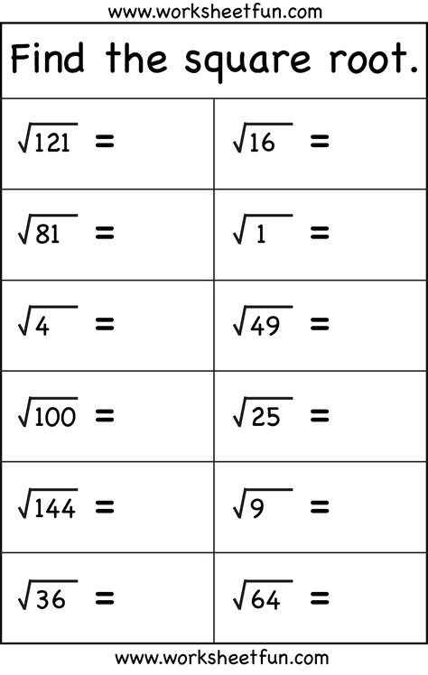 Free Printable Worksheets On Square Roots And Simplifying