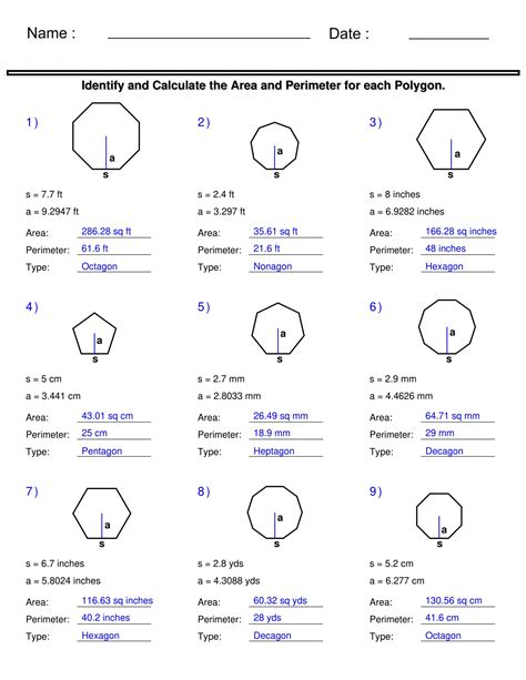 Free Printable Worksheets Perimeter And Area Of Polygons