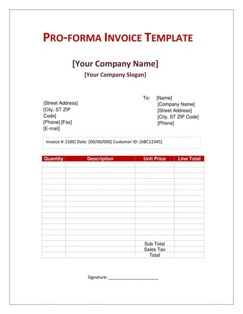Free Proforma Template