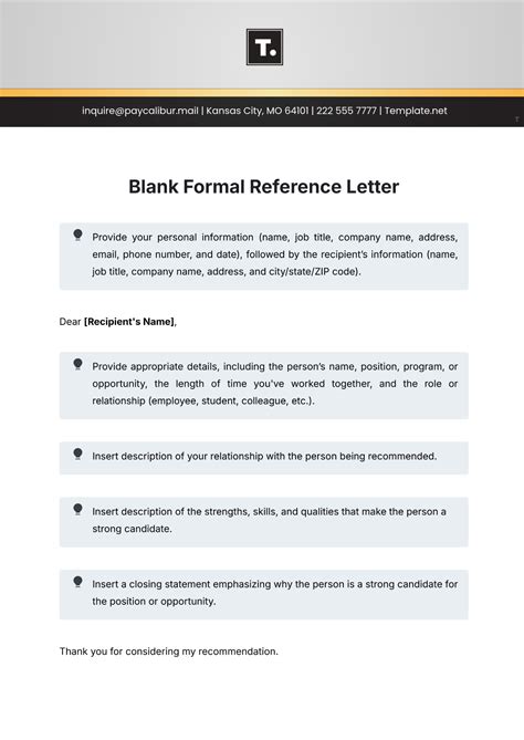 Free Reference Letter Template