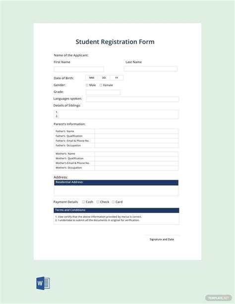 Free Registration Template Download