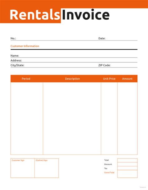 Free Rental Invoice Template Word