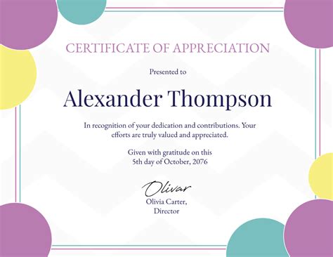 Free Sample Certificate Of Appreciation Template