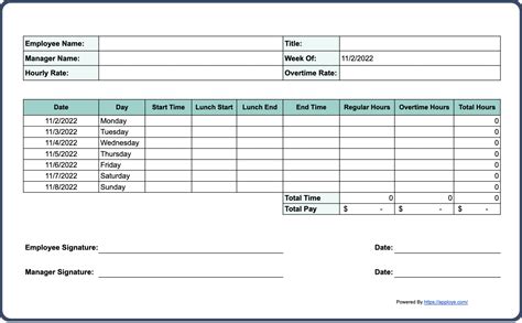 Free Sample Timesheet Template