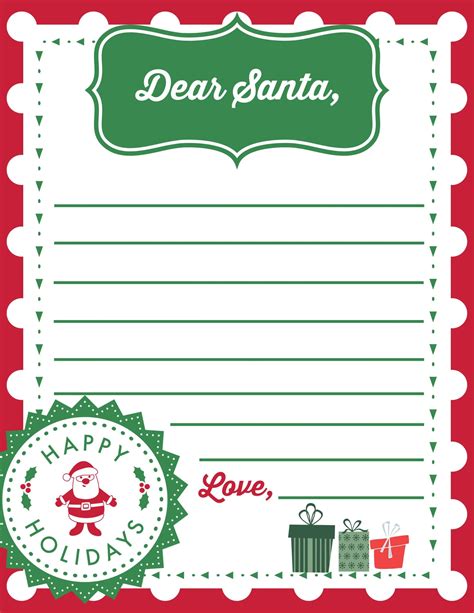 Free Santa Letter Template Printable