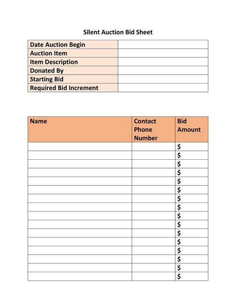 Free Silent Auction Template