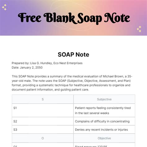 Free Soap Note Template