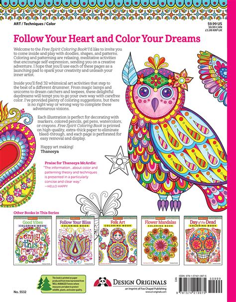 Free Spirit Coloring Book Coloring is Fun Design Originals 32 Whimsical and Quirky Art Activities from Thaneeya McArdle on High-Quality Extra-Thick Perforated Pages that Resist Bleed-Through Reader