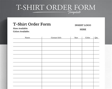 Free T Shirt Order Form Template Word