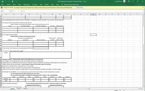 Free Tax Organizer Template Excel