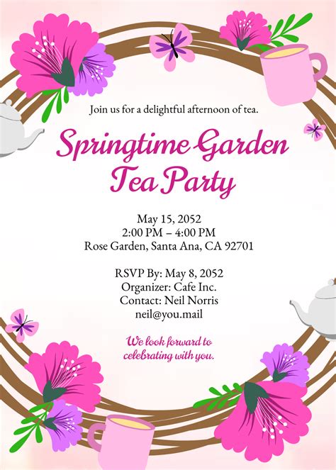 Free Tea Party Invitation Templates