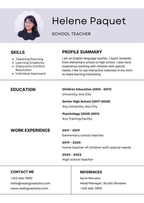 Free Teacher Resume Templates