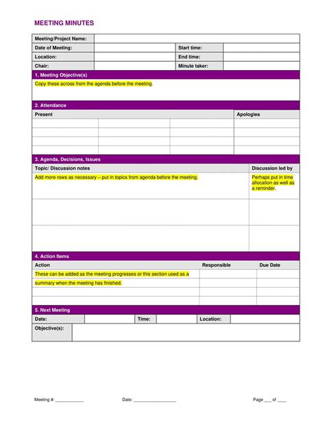 Free Template For Meeting Minutes